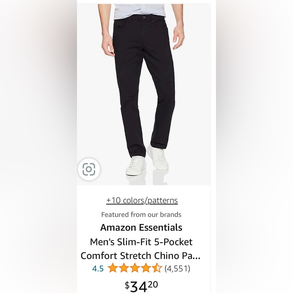 Amazon Essentials
Men's Slim-Fit 5-Pocket
Comfort Stretch Chino